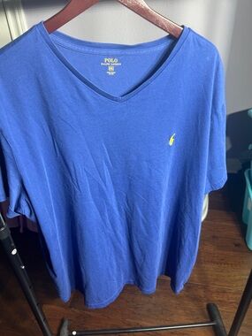 Polo by Ralph Lauren Royal Blue V-Neck Tee with Yellow Pony